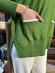 Wholesale Women’s Knit Sweater Pocket Detail Grass Green - 31390 | REEL TRİKO - 3