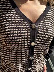 Wholesale Women's Basic Knit Cardigan Black & Beige – 31912 | REEL TRİKO - 3