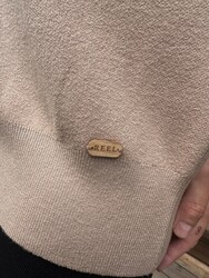 Wholesale Women's Knit Cardigan Button Detail - Beige - 32961 | REEL TRİKO - Thumbnail