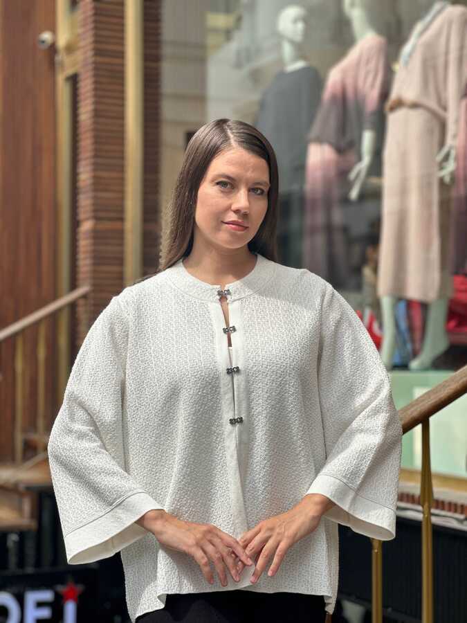 Reel Triko - Wholesale Women's Knit Cardigan Details Ecru - 32290 | REEL TRİKO