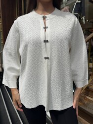 Wholesale Women's Knit Cardigan Details Ecru - 32290 | REEL TRİKO - Thumbnail