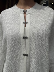 Wholesale Women's Knit Cardigan Details Ecru - 32290 | REEL TRİKO - Thumbnail