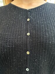 Wholesale Women's Knitted Cardigan Glitter Trim, Black - 32919 | REEL TRİKO - Thumbnail