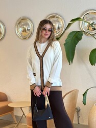 Wholesale Women's Knit Cardigan Pocket Detail Ecru - 32863 | REEL TRİKO - 2