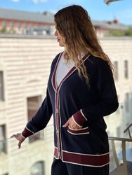 Wholesale Women's Knit Cardigan Pocket Detail - Navy Blue - 32863 | REEL TRİKO - 3