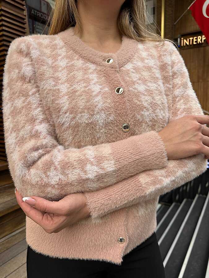 Wholesale Women’s Knitted Cardigan - Powder - 30128 | REEL TRİKO - 2