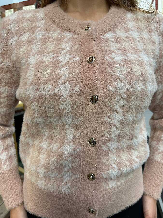 Wholesale Women’s Knitted Cardigan - Powder - 30128 | REEL TRİKO - 3