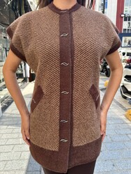 Wholesale Women's Knitted Cardigan, Two Colors, Brown - 32890 | REEL TRİKO - Thumbnail
