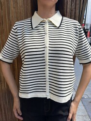 Wholesale Women's Knitted Cardigan, Two Colors: Ecru and Black - 32855 | REEL TRİKO - Thumbnail