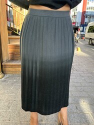 Wholesale Women's Basic Knitted Skirt Anthracite - 32929 | REEL TRİKO - Thumbnail