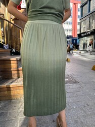 Wholesale Women's Basic Knitted Skirt Light Green - 32929 | REEL TRİKO - Thumbnail