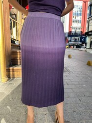 Wholesale Women's Knitted Skirt Basic Purple - 32929 | REEL TRİKO - Thumbnail