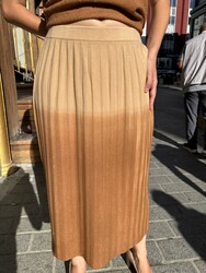 Wholesale Women's Knitted Skirt Basic Tan - 32929 | REEL TRİKO - Thumbnail