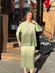 Wholesale Women's Knitted Skirt Gradient Light Green - 32927 | REEL TRİKO - Thumbnail