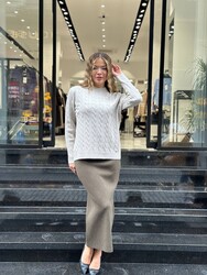 Wholesale Women's Knit Skirt Slit Detail - Vert - 32887 | REEL TRİKO - Thumbnail