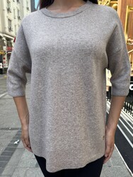 Wholesale Women's Basic Knit Sweater Beige - 32872 | REEL TRİKO - Thumbnail