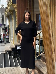 Wholesale Women's Basic Knit Sweater Black - 32596 | REEL TRİKO - Thumbnail