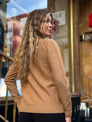 Wholesale Women's Knit Sweater Basic Camel - 32915 | REEL TRİKO - Thumbnail