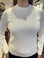 Wholesale Women's Basic Knitted Sweater -White - 32385 | REEL TRİKO - Thumbnail