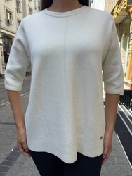 Wholesale Women's Basic Knitted Sweater, Ecru - 32872 | REEL TRİKO - Thumbnail