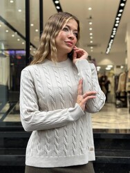 Wholesale Women's Basic Ecru Knit Sweater - 32914 | REEL TRİKO - Thumbnail