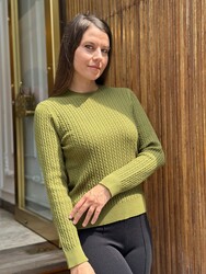 Wholesale Women's Basic Knitted Sweater Green - 32385 | REEL TRİKO - Thumbnail