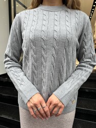 Wholesale Women's Basic Knit Sweater Grey - 32914 | REEL TRİKO - Thumbnail