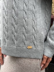 Wholesale Women's Basic Knit Sweater Grey - 32914 | REEL TRİKO - Thumbnail