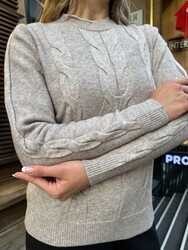 Wholesale Women's Basic Grey Knit Sweater - 32915 | REEL TRİKO - Thumbnail
