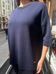Wholesale Women's Basic Knit Sweater Navy Blue - 32872 | REEL TRİKO - Thumbnail