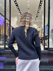 Wholesale Women's Basic Navy Blue Knit Sweater - 32914 | REEL TRİKO - Thumbnail
