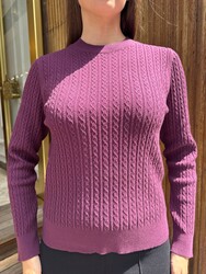 Wholesale Women's Basic Knitted Sweater Purple - 32385 | REEL TRİKO - Thumbnail