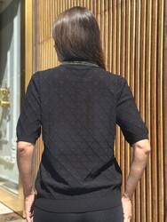 Wholesale Women's Knitted Sweater Button Detail, Black - 32310 | REEL TRİKO - Thumbnail