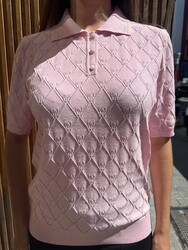 Wholesale Women's Knitted Sweater Button Detail - Pink - 32310 | REEL TRİKO - Thumbnail