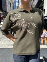 Wholesale Women's Buttoned Knit Sweater Khaki - 32474 | REEL TRİKO 1993 - Thumbnail