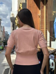 Wholesale Women's Knitted Sweater Colorful Floral Embroidery Salmon - 32567 | REEL TRİKO - Thumbnail