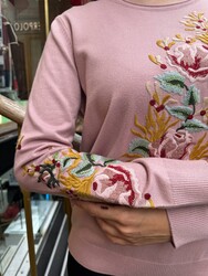 Wholesale Women's Knit Sweater Crew Neck - Pink - 31943 | REEL TRİKO - Thumbnail