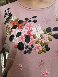 Wholesale Women's Crew Neck Knit Sweater - Powder - 16761 | REEL TRİKO - Thumbnail