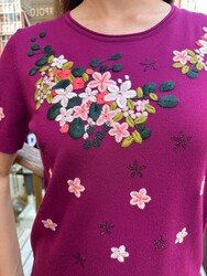 Wholesale Women's Crew Neck Knit Sweater - Lilac - 16761 | REEL TRİKO - Thumbnail