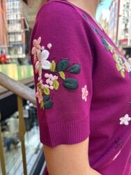 Wholesale Women's Crew Neck Knit Sweater - Lilac - 16761 | REEL TRİKO - Thumbnail
