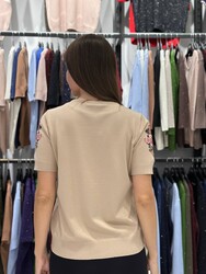 Wholesale Women's Knit Sweater Floral Embroidery Beige - 31725 | REEL TRİKO - Thumbnail
