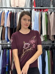 Wholesale Women's Knit Sweater Floral Embroidery - Lilac - 31725 | REEL TRİKO - Thumbnail