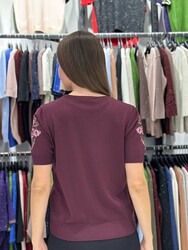 Wholesale Women's Knit Sweater Floral Embroidery - Lilac - 31725 | REEL TRİKO - Thumbnail