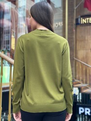 Wholesale Women's Knit Sweater Floral Embroidery - Green - 31944 | REEL TRİKO - Thumbnail