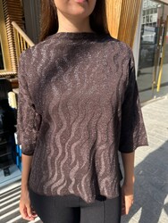 Wholesale Women's Knitted Sweater Glitter Gradient, Brown - 32874 | REEL TRİKO 1993 - Thumbnail