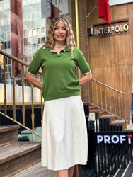 Wholesale Women's Knitted Sweater Glitter Trim, Green - 32646 | REEL TRİKO 1993 - Thumbnail