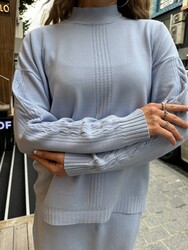 Wholesale Women's Shimmering Blue Knit Sweater - 32910 | REEL TRİKO - Thumbnail