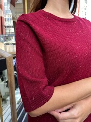 Wholesale Women's Knit Sweater Shımmer - Burgundy - 32059 | REEL TRİKO - Thumbnail