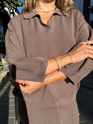 Wholesale Women's Shimmering Mink Knit Sweater - 32060 | REEL TRİKO - Thumbnail