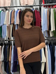 Wholesale Women's Knit Sweater High Neck - Brown - 32388 | REEL TRİKO - Thumbnail